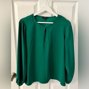 J. Crew Factory Women's Green Keyhole Blouse